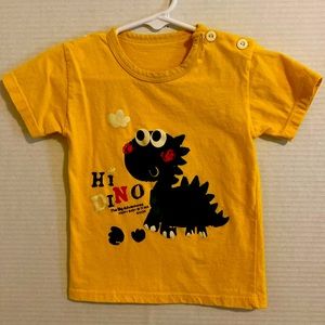 Hello, “Hi Dino” short sleeve, two button neck, T Shirt.